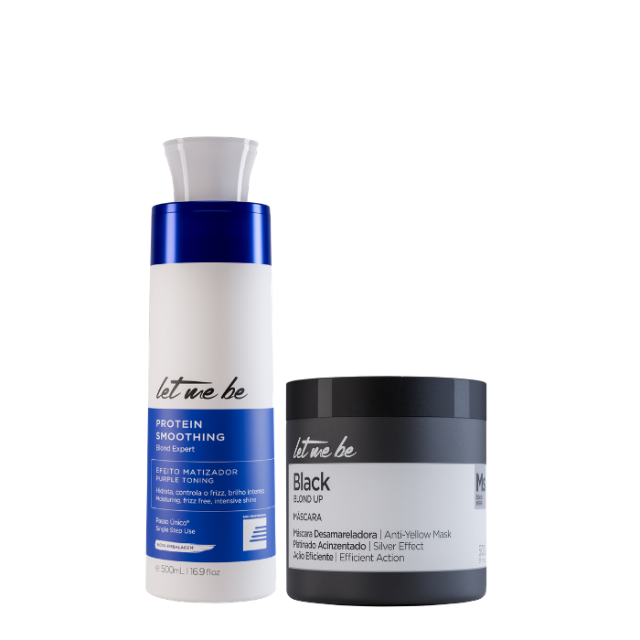 Blonde Expertenschritt -Glattung | 500 ml + schwarze Maske - grauer Effekt | 500 g