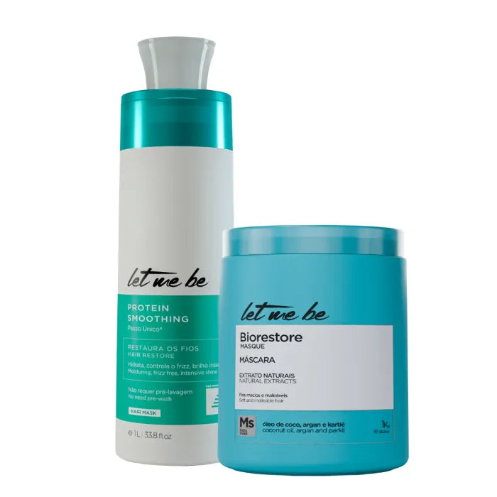 Proteinglättung Einzelschritt | 1L + Ultra feuchtigkeitsspendende Biorestore -Maske | 1 kg