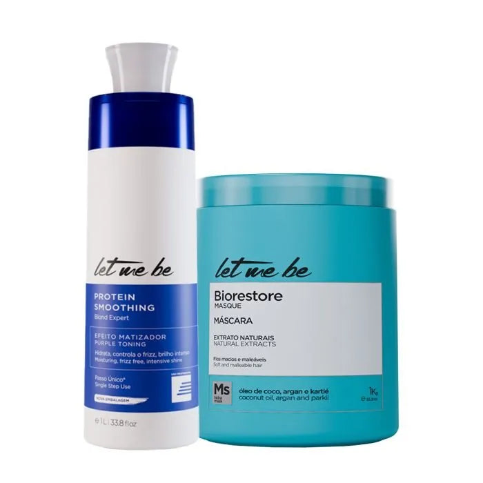 Blonde Expertenschritt -Glattung | 1L + Ultra feuchtigkeitsspendende Biorestore -Maske | 1 kg