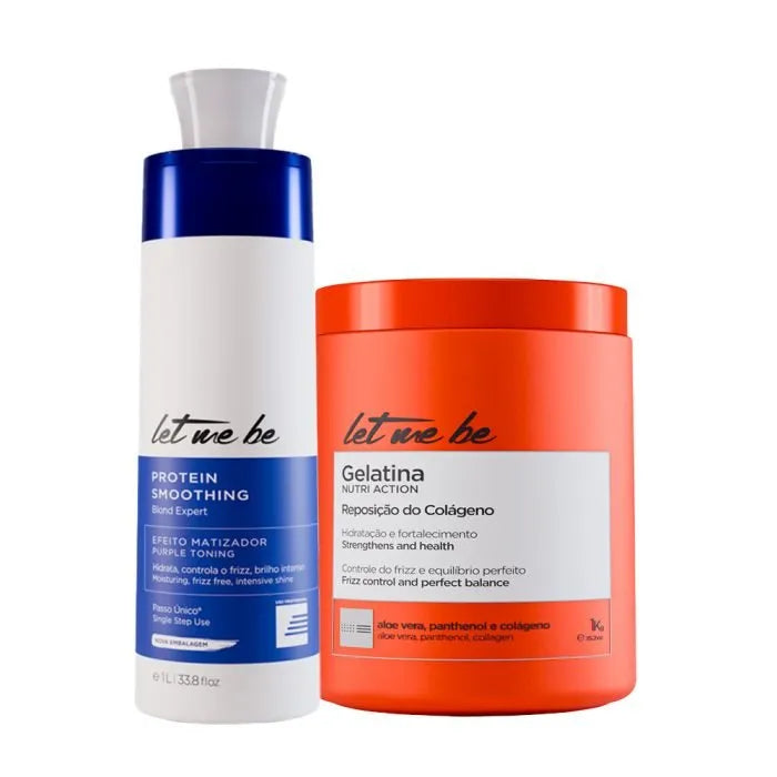 Blonde Expertenschritt -Glattung | 1L + Gelatine Maske - Hydratation und Ersatz von Kollagen | 1 kg