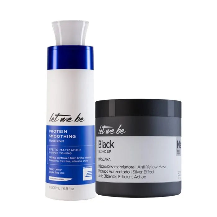 Blonde Expertenschritt -Glattung | 500 ml + schwarze Maske - grauer Effekt | 500 g