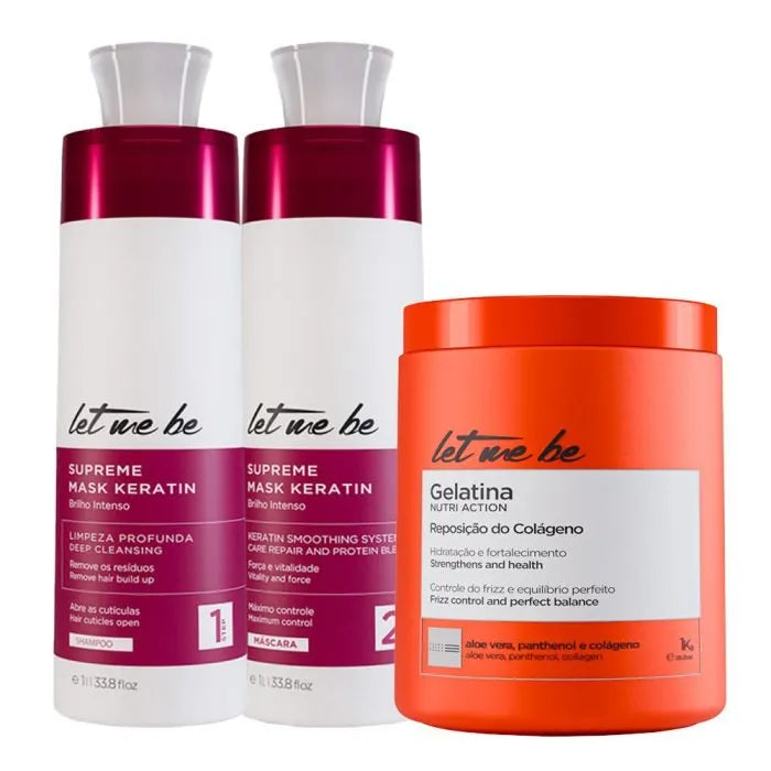 Oberste Glattung Kit Mask Keratin | 2x1l + Gelatine Maske - Hydratation und Ersatz von Kollagen | 1 kg