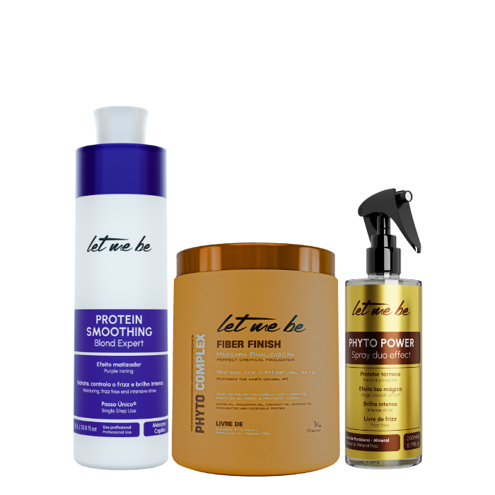 Protein Smoothing Blond Expert | 1L + Phyto Complex Fiber Finish Abschlussmaske | 1kg + Phyto Power Spray | 260ml