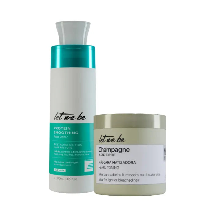 Alisamento Protein Smoothing Passo Único | 500ml + Máscara Champagne – Efeito Perolado | 500g