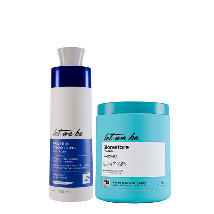 Blonde Expertenschritt -Glattung | 1L + Ultra feuchtigkeitsspendende Biorestore -Maske | 1 kg