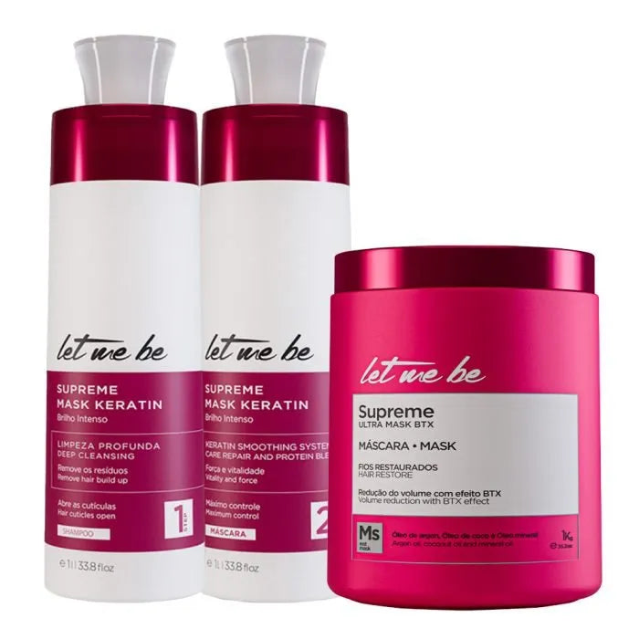 Kit Alisamento Supreme Mask Keratin | 2x1L + Btx Supreme Ultra Mask | 1Kg