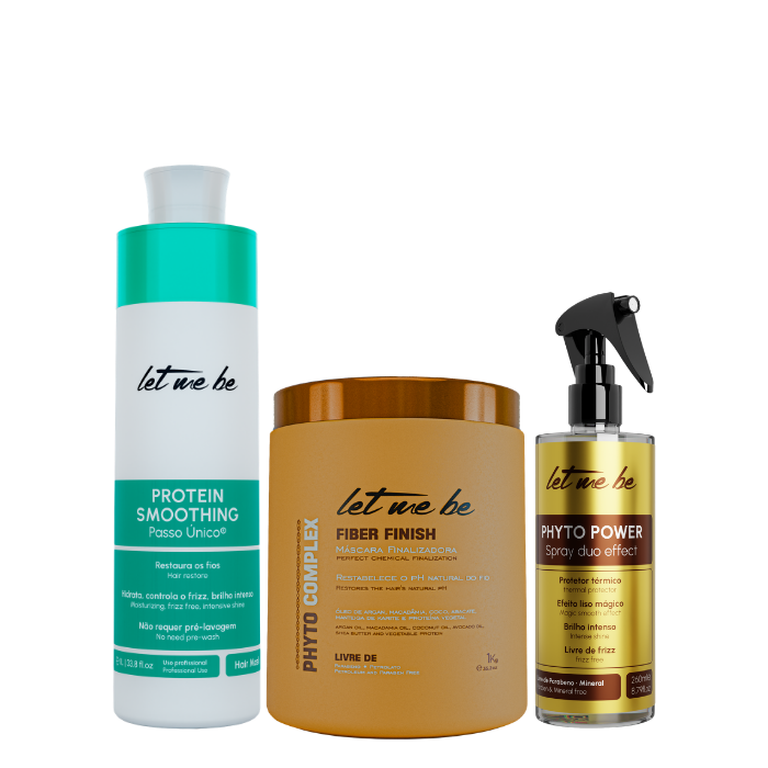 Protein Smoothing Einstufige Haarglättung | 1L + Phyto Complex Fiber Finish Abschlussmaske | 1kg + Phyto Power Spray | 260ml